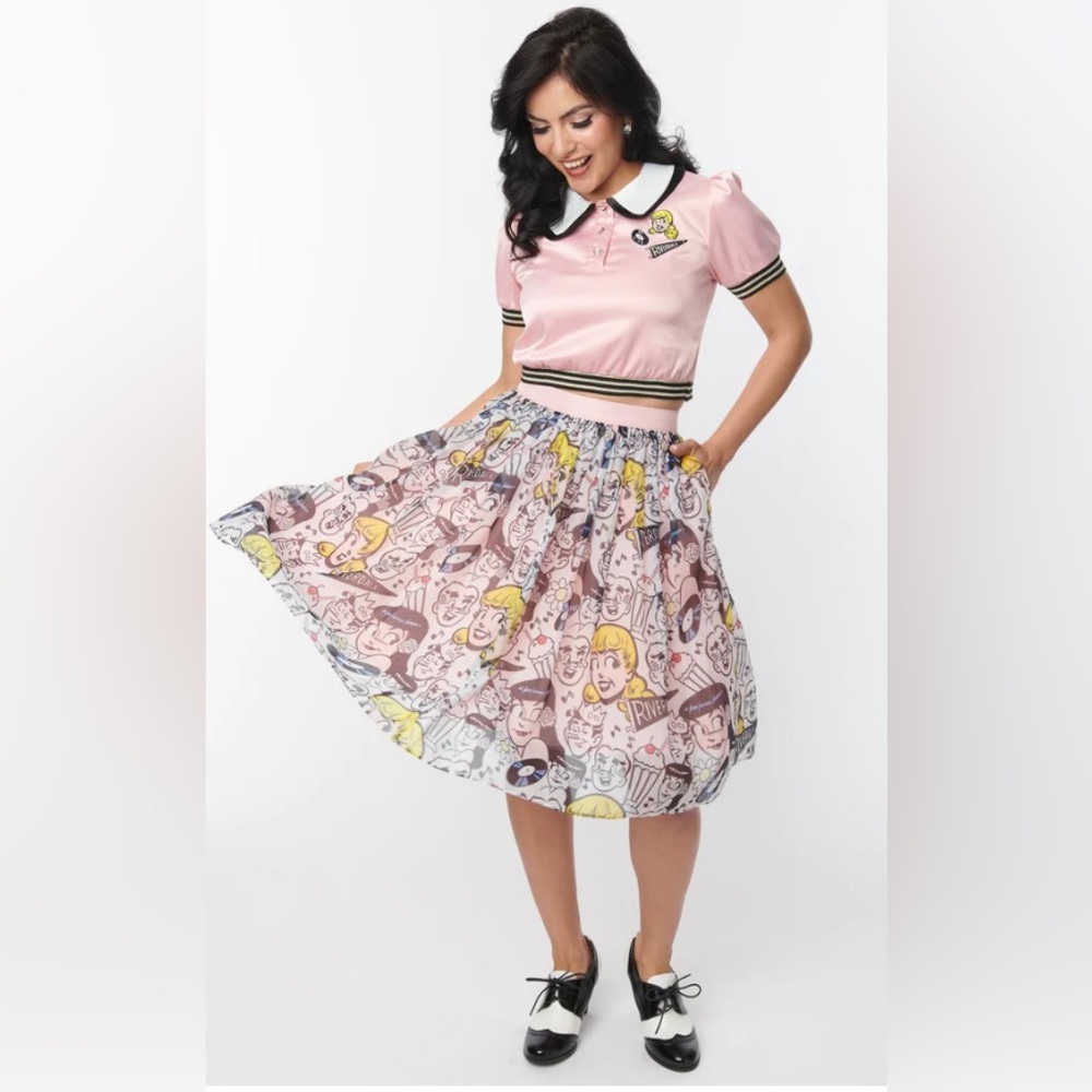NWT Betty & Veronica x Unique Vintage Riverdale Adventures Print Swing Skirt